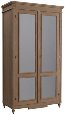 Casa Florentina Louis XVI Armoire with Mirrored Doors - Warm Natural - Ballard Designs