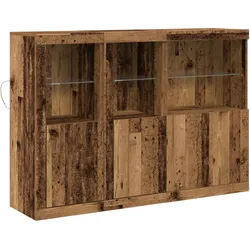 vidaXL Sideboard mit LED-Leuchten Altes Holz 142.5x37x100 cm Hergestelltes Holz