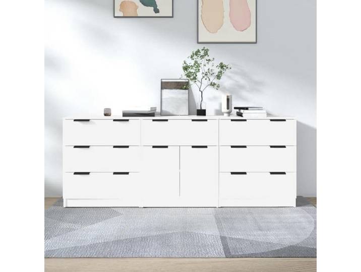 Ensemble de 3 Buffets Blanc en Bois d'Ingénierie Réf. 2481