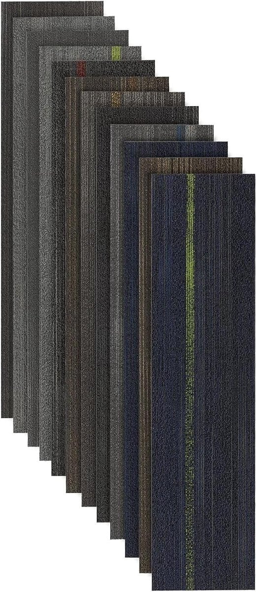 Zelfklevende vloertegels tapijt in lichtgrijs, 25 x 100 cm