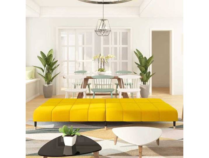 NEW Jaune Sofa ergonomique - - Canapé-lit convertible - Sofa-lit - 2 places jaune velours(1parcel)9045690