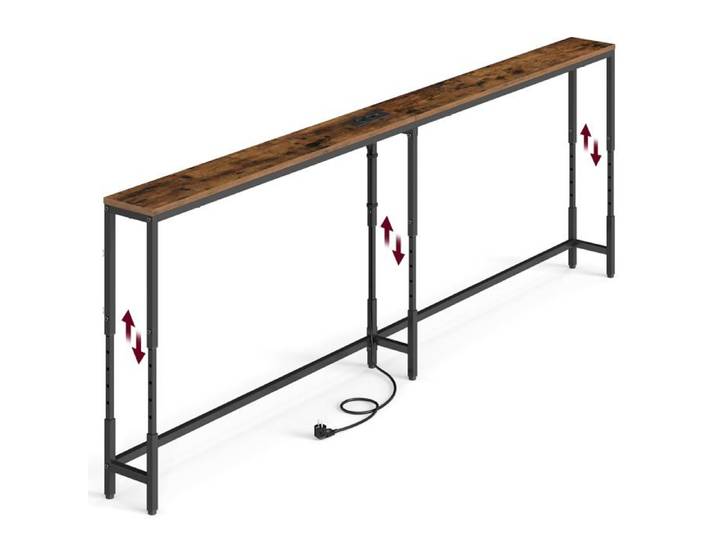 Table Console Étroite Hauteur Réglable avec Multiprise TABLE D'APPOINT