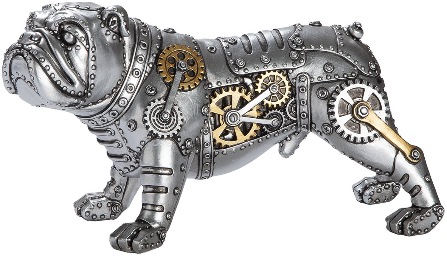 Gilde Handwerk Decoratief Beeld Bulldog Steampunk Zilverkleurig Polyresin