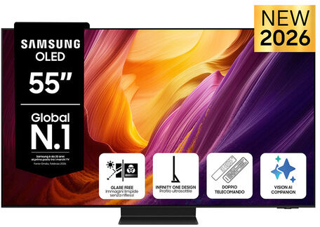 Samsung OLED AI TV 55'' QE55S95HFTXZT 4K, Processore NQ4 AI Gen3, 4K AI Upscaling Pro, Glare Free, OLED HDR Pro, Motion Xcelerator 165Hz, Dolby Atmos & O