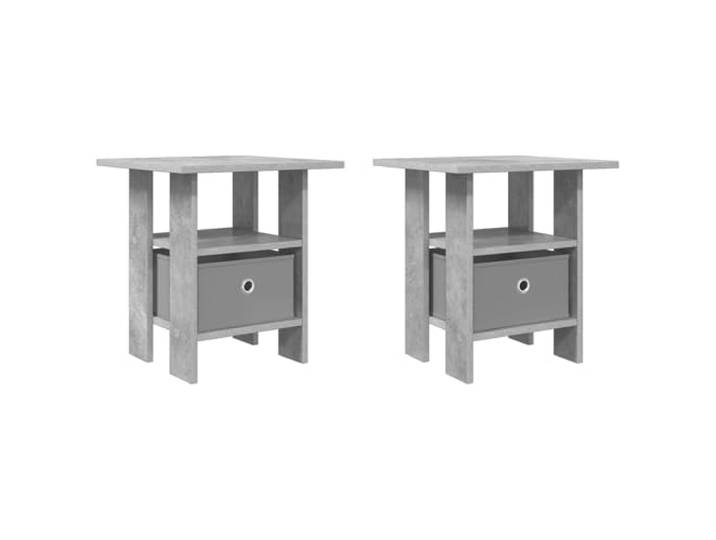 KUPTYERFG Nachttisch 2er Set Beton Grau 41x40x45 cm Holzwerkstoff Kompakte Nachtkommode fürs Schlafzimmer mit Schublade und offenem Regal für optimale Ordnung neben dem Bett.