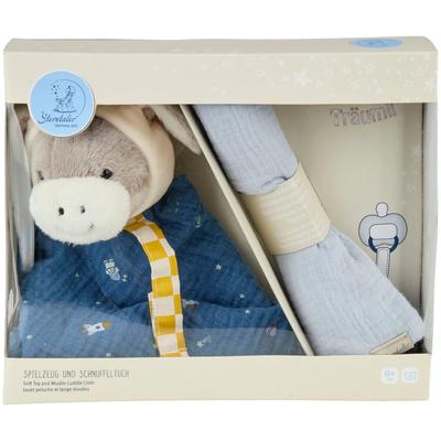 Schmusetuch STERNTALER "Träumli-Set Esel Cosmo Emmi", Baby, blau (jeans), Baumwolle, Polyester, Schnuffeltücher