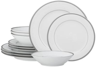 Noritake Regina Platinum 12-Piece Dinnerware Set, Service for 4