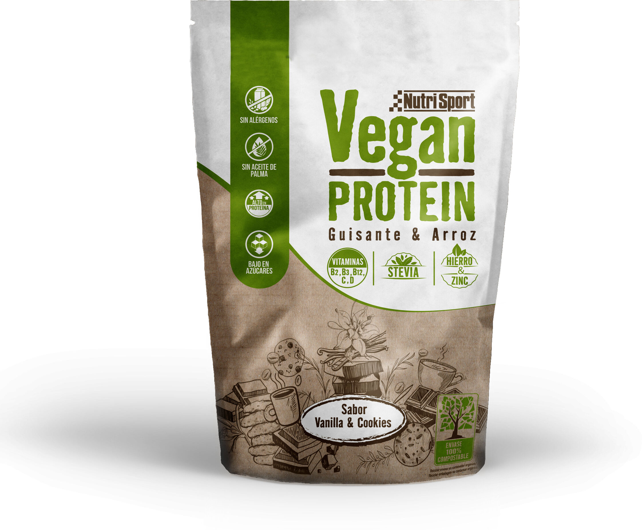 Nutrisport Vegan Protein 468 gr VAINILLA & COOKIES