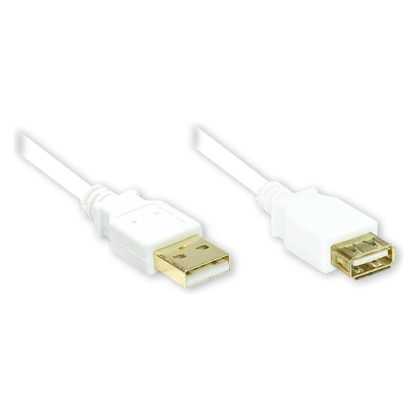 Varia Verlängerung USB 2.0 Stecker A an Buchse A, vergoldet, weiss, 5m (5 m, USB 2.0) (2511-WH5)