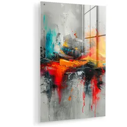ACRYLGLASBILD Moderne Kunst - Orange - Grau - Abstrakt 80x120 cm