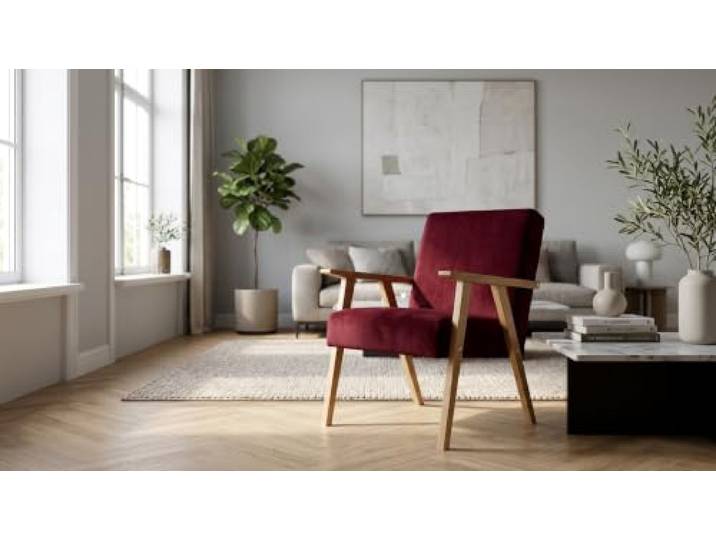 Family Meble Sessel Soler Royal Aura – Retro-Sessel im Vintage-Stil mit Stoff-Bezug – Bordeaux · 16