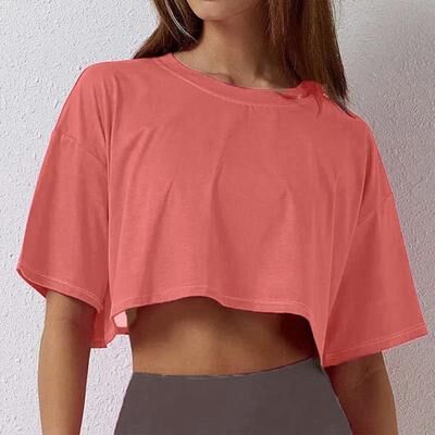 Daily Discovery Women's Workout Crop Top Cotton Loose Fit Yoga Crop Top watermelon Red s