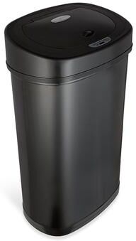 NINESTARS Oval Motion Sensor Trash Can 13.2 Gallon, Black Stainless Steel DZT-50-9BK