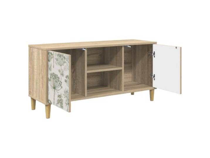 PUGYNBK Gotha TV-Schrank, 102 x 33 x 50 cm, Sonoma Technisches Holz Geräumige Fächer, erhöhte Beine, dekoratives Design, einfache Reinigung, Wohnzimmer
