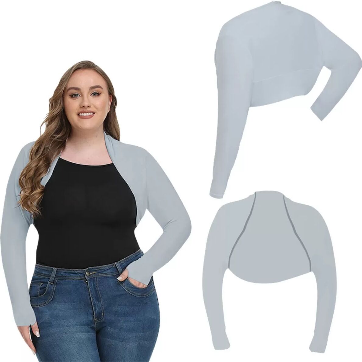 INF Sonnenschutzschal Große Größe - Polyester Golf- und Radfahr-Cape mit Ice-Silk-Ärmeln, UV-Schutz Grau