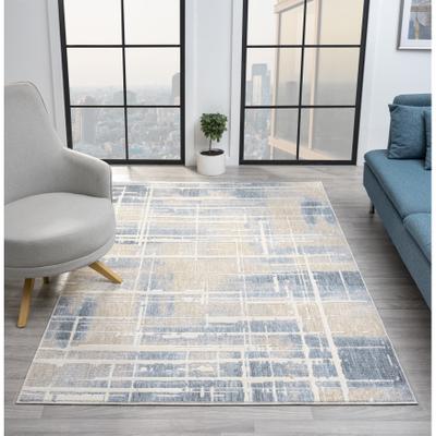 MDA Rugs Babylon Abstract Grid Gray and Beige Area Rug
