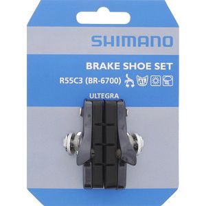 Shimano Fahrrad-Bremsbeläge R55C3 Cartridge, organisch, Bremsschuhe für V-Brake, 1 Paar, grau, 55 mm