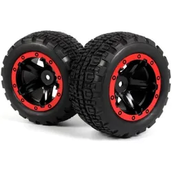 Blackzon Slyder ST Wheels/Tires Assembled (Black/Red)
