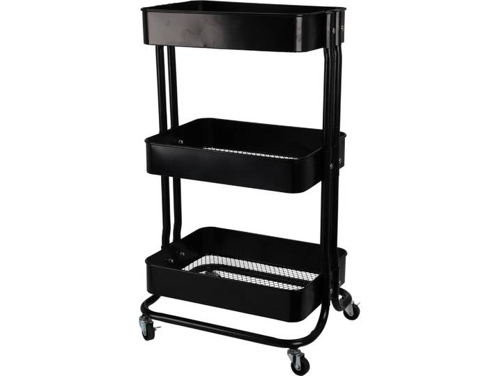 Storage solutions Küchenwagen auf Rollen Schwarz 46/33/76 cm, Metall, 33x76x46 cm, Esszimmer, Servierwagen