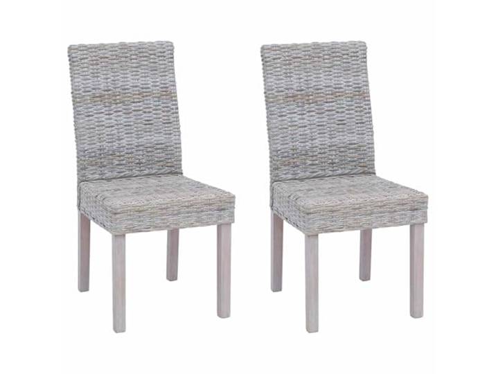 Coespram 2er Set Esszimmerstühle Weiß Gewaschen Kubu Rattan Mahagoni Handgewebtes Rattan-Set mit Holzrahmen für Küche und Essbereich, bequeme Rückenlehne, belastbar bis 220 kg.