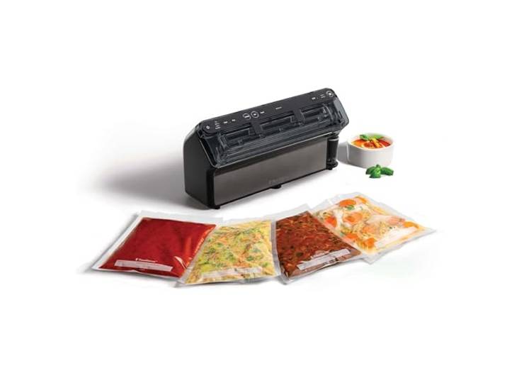FoodSaver Elite All-in-One Liquid+ Vakuumiergerät Hält Lebensmittel bis zu 5x länger frisch* Vakuumiermodus für Flüssigkeiten Mit 1 Rolle (28 cm x 2,43 m) & 4 Vakuumbeuteln (0,94 L & 3,78 L)