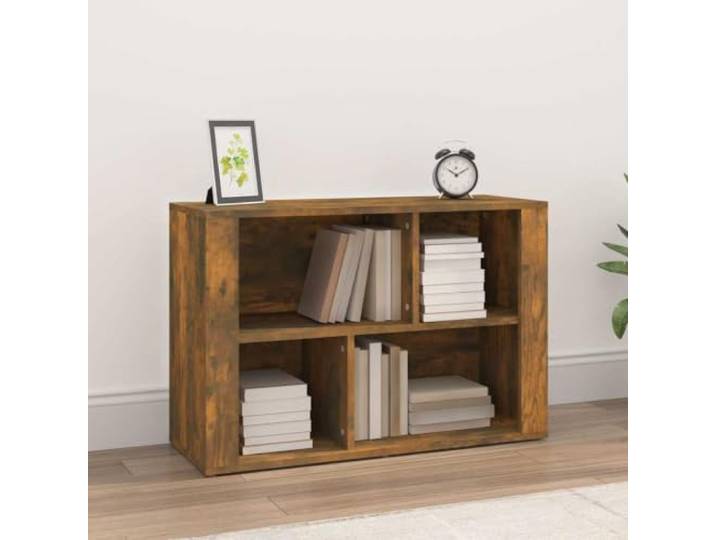 RJPLMFV Anrichte, rauchfarbene Eiche, 80 x 30 x 54 cm, Holz Aufbewahrungsfächer, Oberseite für Dekor, Wandbefestigung inklusive, Montageanleitung (evtl. nicht in deutscher Sprache)