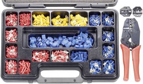 TOOLCRAFT PZ-504 820927 Crimpzangen-Set 1004teilig Koaxial-Steckverbinder, Unisolierte Quetschverbinder, Isolierte