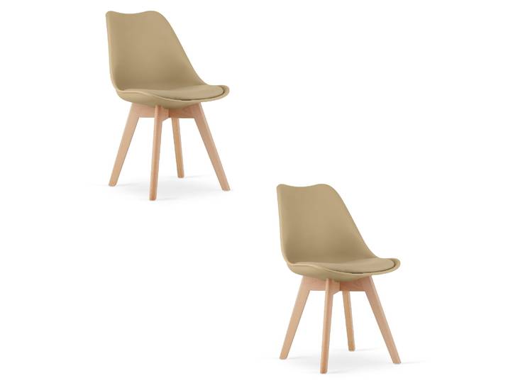 Chaise Mark - Beige Foncé / Pieds Naturels X 2