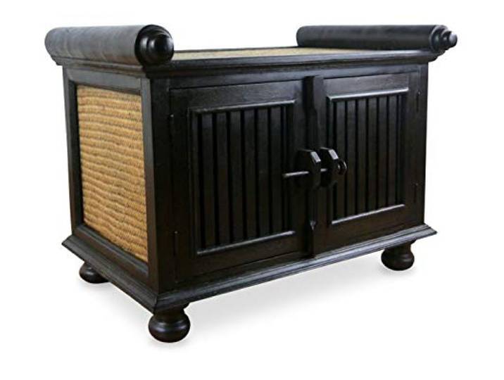 livasia Asiatische Kommode aus Massivholz und Rattan – 65x40x50cm – Handgeschnitztes Sideboard aus Akazienholz, Kommode mit filigranem Design, Nachhaltig & hochwertig aus Thailand