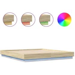vidaXL Bettgestell mit LED Sonoma-Eiche 200x200 cm