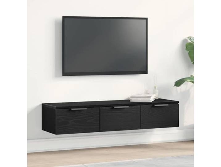 smnyxs Wandschrank, Eiche, Schwarz, 102 x 30 x 20 cm, Holz Stahlgriffe, minimalistisches Design, Wandaufbewahrung, Wohnzimmer, Esszimmer, glatte Oberfläche, häufiger Gebrauch