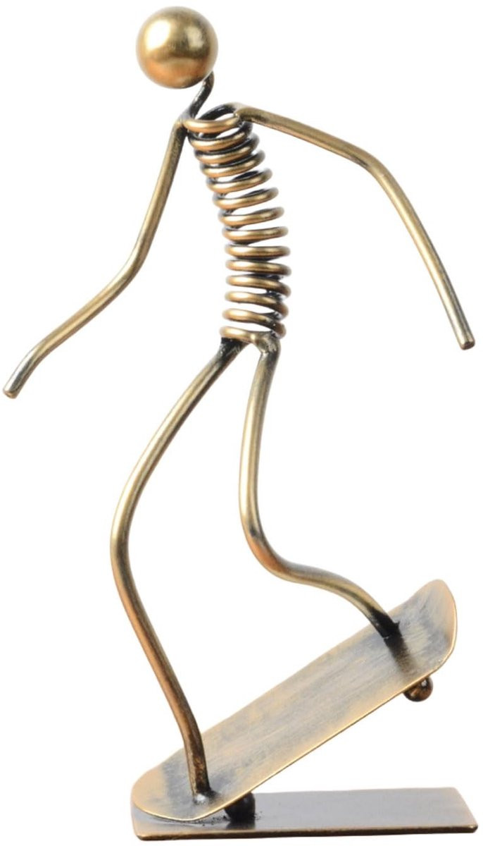 Handgemaakt Skateboarder Beeldje - Bronzen Sportdecoratie voor op Tafel
