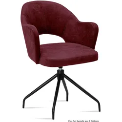 ARMLEHNSTUHL drehbar (8er-Set) Dorcas 59x87x61 Schwarz/Marsala