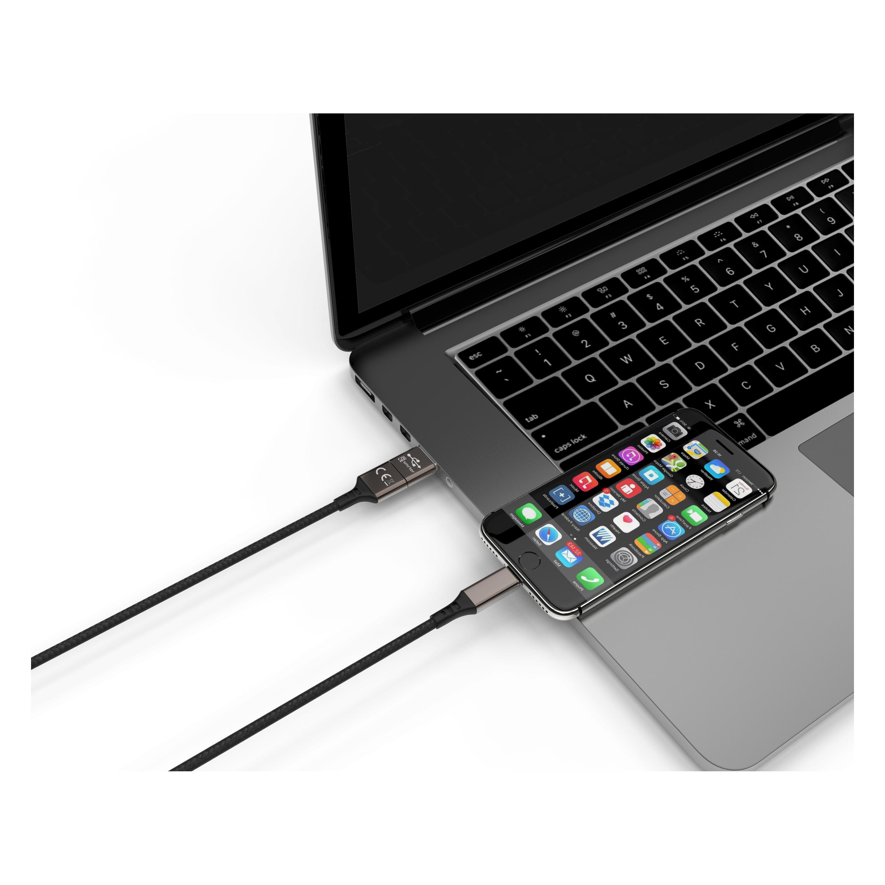 Smrter Speedy USB Ladekabel auf Lightning (1m), schwarz ( SPEEDY L BK) (1 m, USB 2.0, 60 W) (SMRTER_SPEEDY_L_BK)