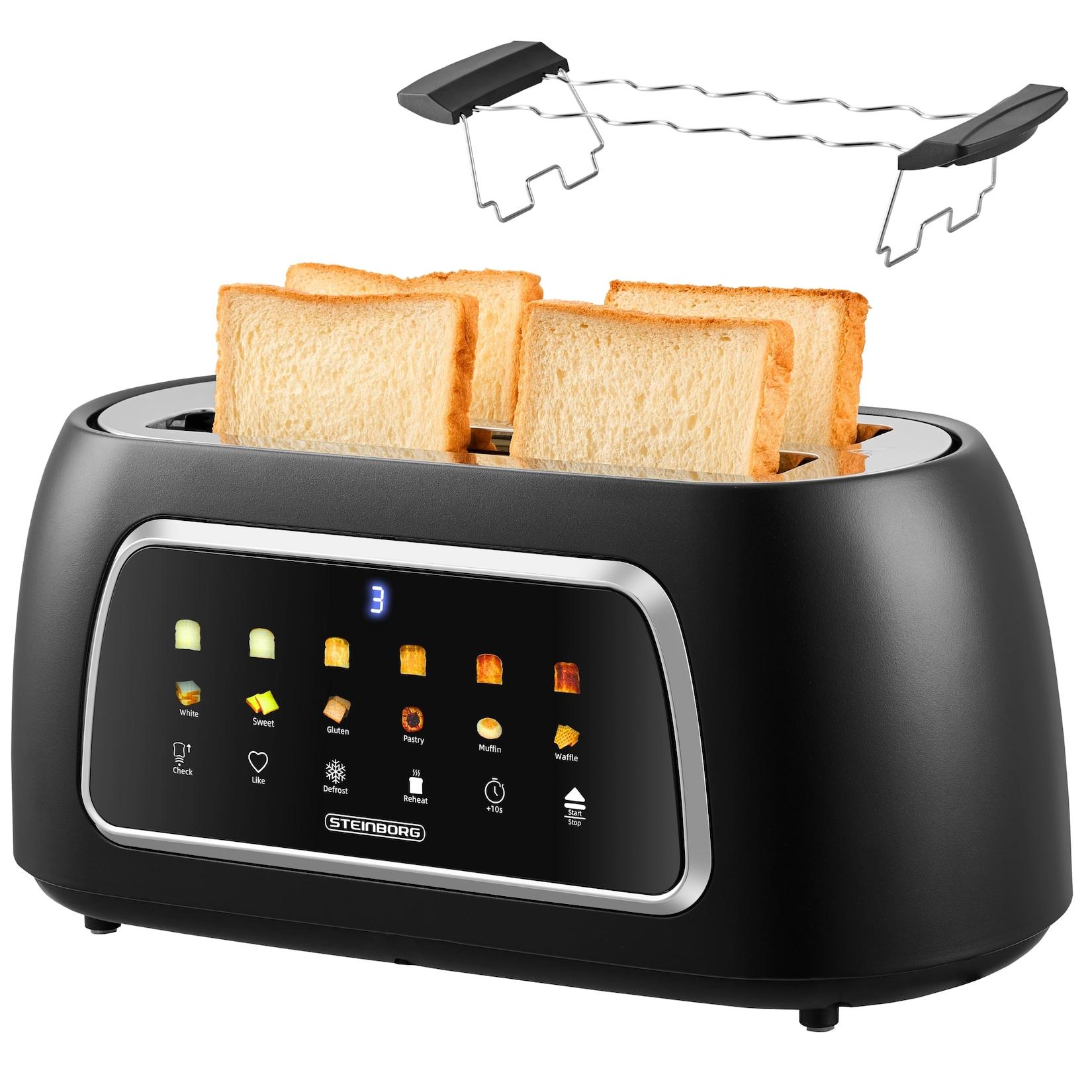 Steinborg XXL 4 Scheiben Toaster Lift Funktion m. Brötchenaufsatz