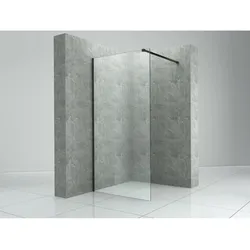 Fa-Bausysteme Walk-In Glasdusche Klarglas Halterung: Schwarz 800 mm