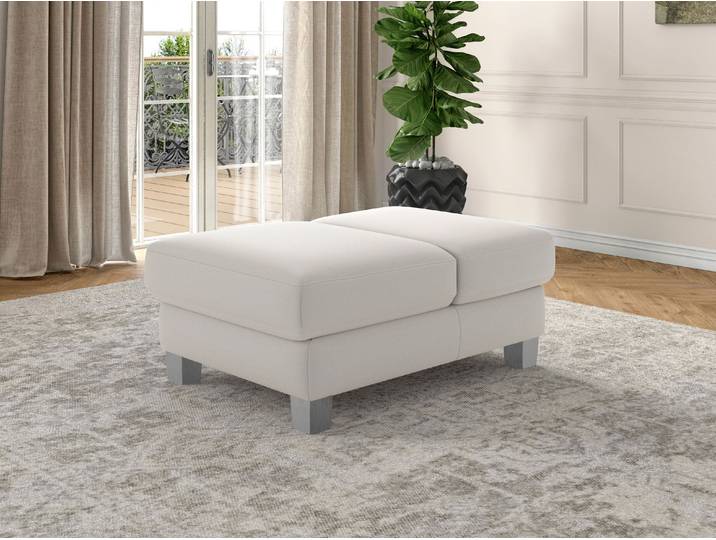 Polsterhocker SIT & MORE Dundee , silber, B:75cm H:46cm, Hocker, Polsterhocker, mit Klappfunktion, Federkern und hochwertigen Edelstahlfüssen