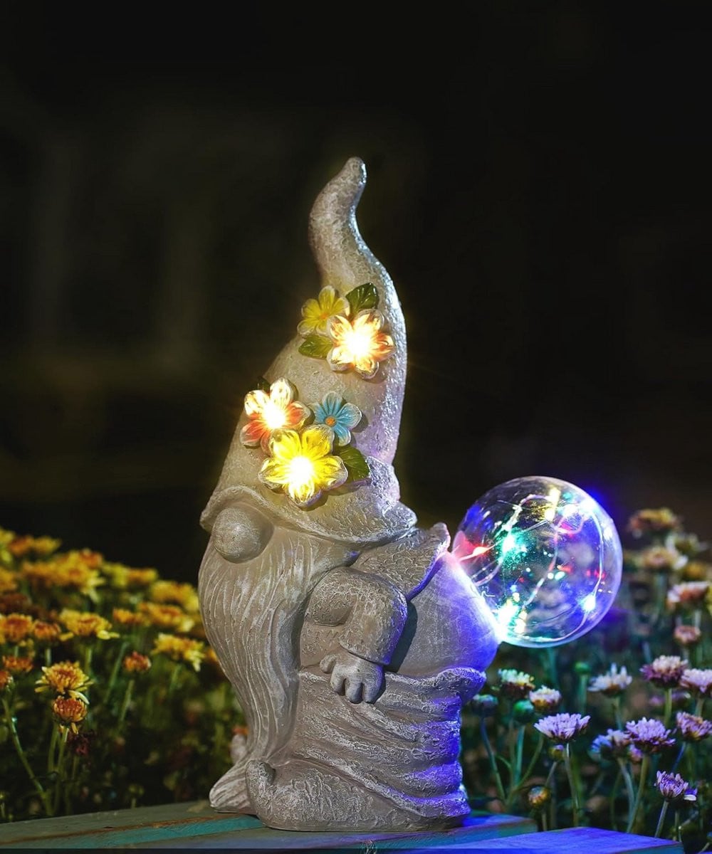 Grappige tuinkabouter met zonne-energie en bubbels voor buiten - Decoratieve tuindecoratie