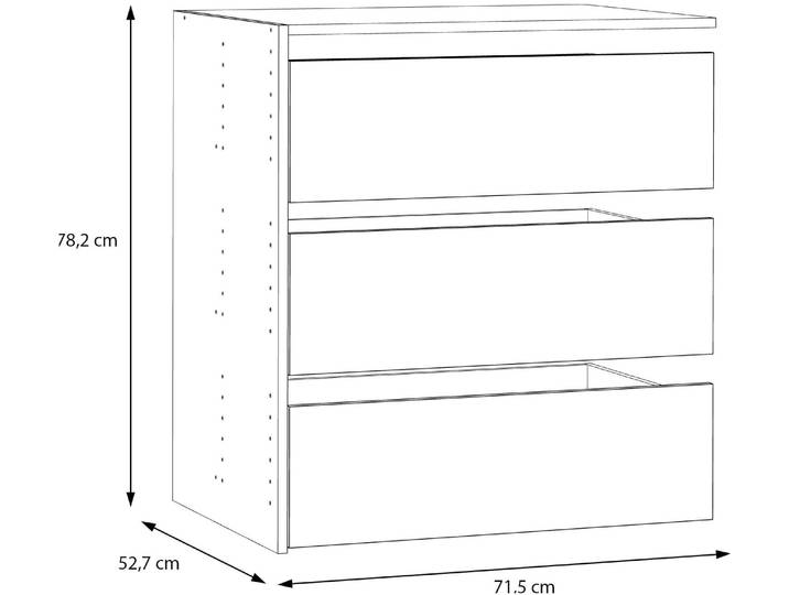 Inneneinteilung FORTE, grau, B:71,5cm H:78,2cm T:52,7cm, Holzwerkstoff, Schrankinneneinteiler, Inneneinteilung, Set aus 3 Schubkästen, Übersichtliche Ablage, geordnete Aufbewahrung