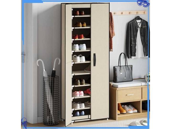 Armoire à chaussures - Tissu - Crème - Élégance et Fonctionnalité - Accessoire Essentiel du Quotidien - Pour Maison