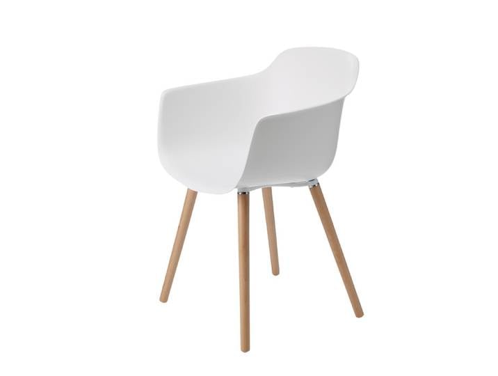 Armlehnstuhl Alba Sitz weiß weiß/Beine Buche natur 57x81x52 cm