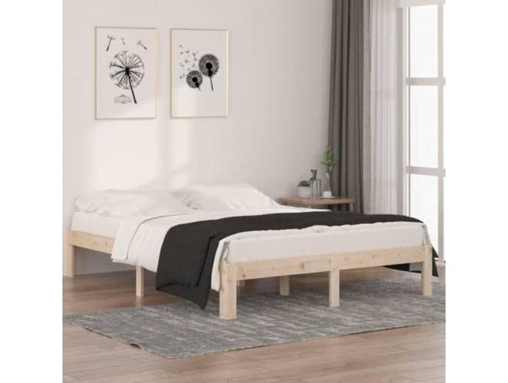YNGBHFNOP Massiv Kiefernholz Modern Schlafzimmer 140x190 cm Braun Massivholzbett Kiefer 140x190 cm Bettgestell Holzrahmen stabil Lattenrost Naturholz Schlafzimmer Möbel