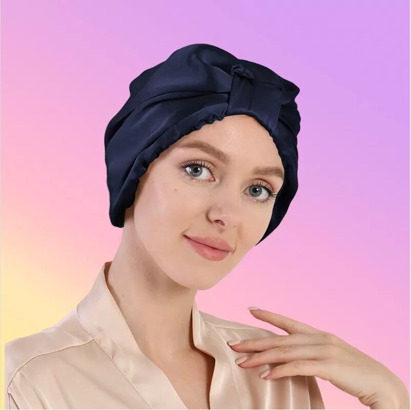 INF Schlafhaube aus 100 % Seide für die Haarpflege Navy blau