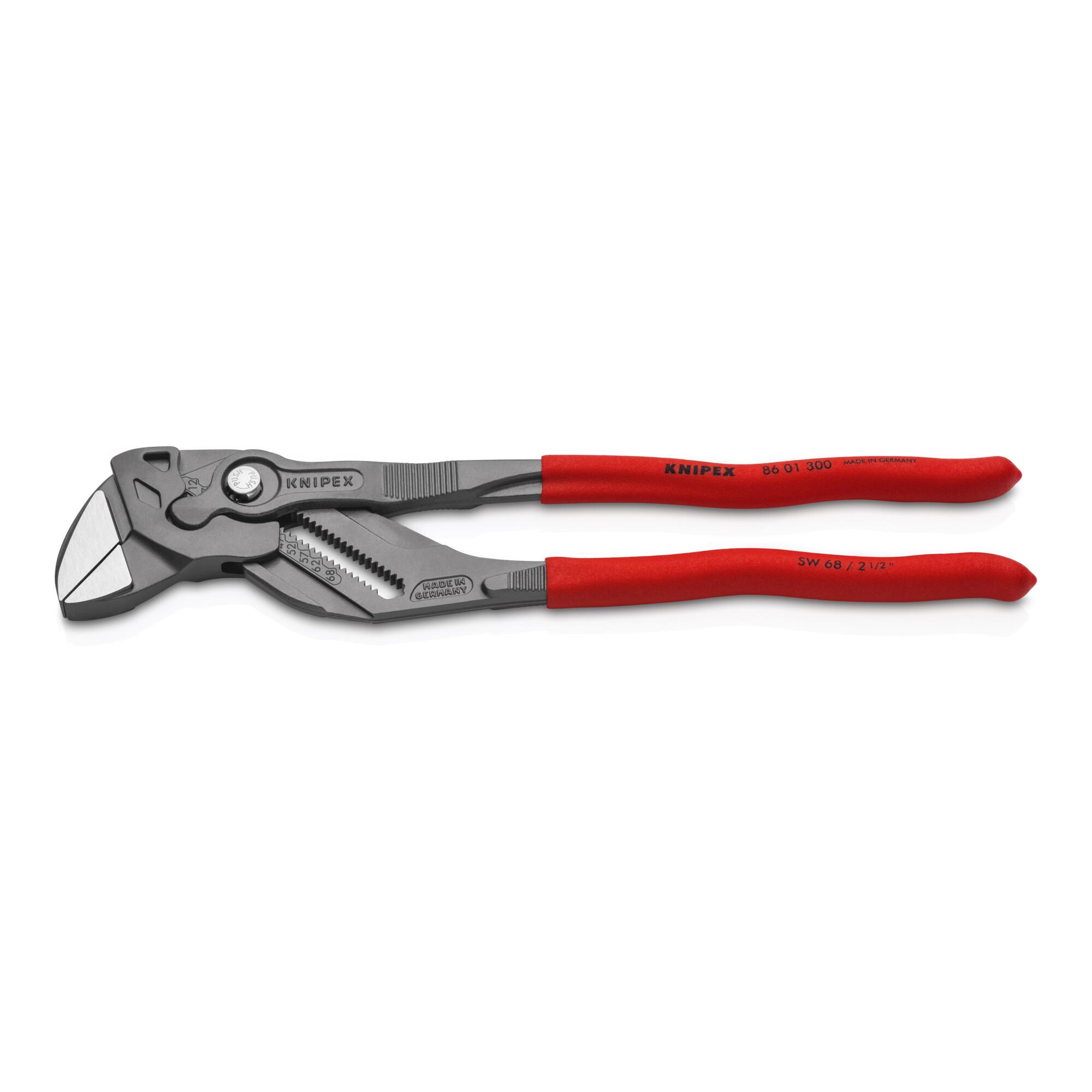 KNIPEX 86 01 300 Zangenschlüssel Zange und Schraubenschlüssel in einem Werkzeug mit rutschhemmendem Kunststoff überzogen grau atramentiert 300 mm)