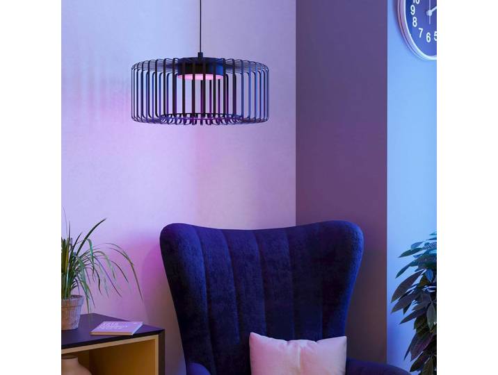 Eglo Smart LED Pendelleuchte Ginestrone-Z Schwarz Ø45cm 22W 2450lm RGBTW 2700-6500K Dimmbar App Alexa Google Zigbee Bluetooth