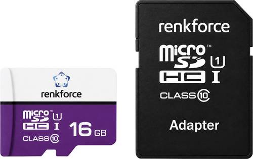 Renkforce RF-mSDC-16GB microSDHC-Karte 16GB Class 10, UHS-Class 1, UHS-I inkl. SD-Adapter