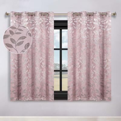 Superior Leaves Botanical Room Darkening Grommet Curtain Panels Set of 2, Machine Washable Window Treatments