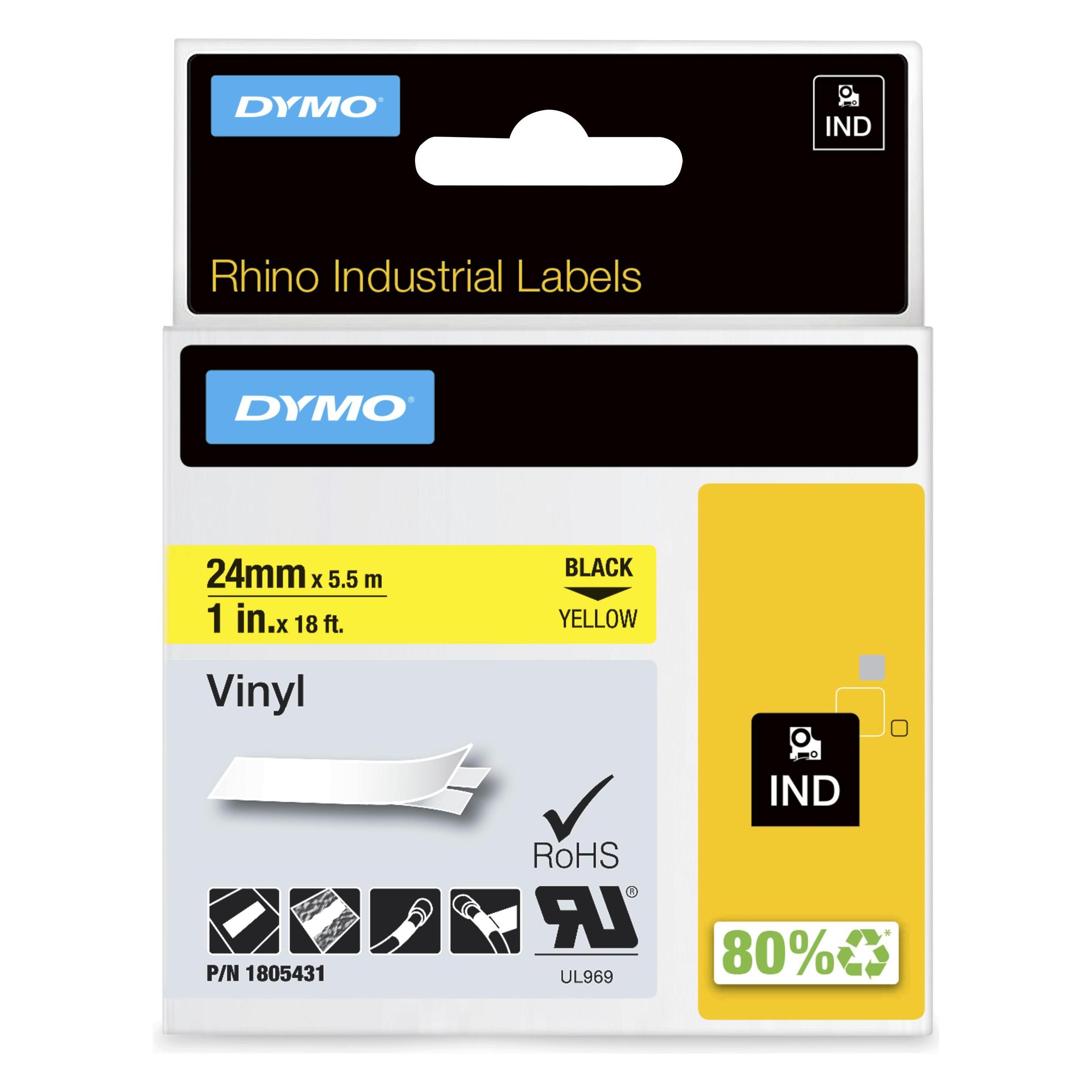 Dymo Rhino 24mm schwarz auf gelb Vinyl (2.40 cm, Schwarz, Gelb) (1805431)