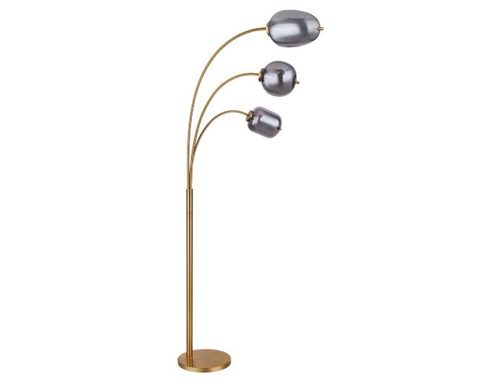 Stehlampe Messingfarben aus Glas, 3 Leuchtmittel