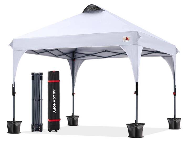 Pop-Up Pavillon 3x3M wasserdicht Sonnenschutz Outdoor mit Rolltragetasche und Zubehör Weiß